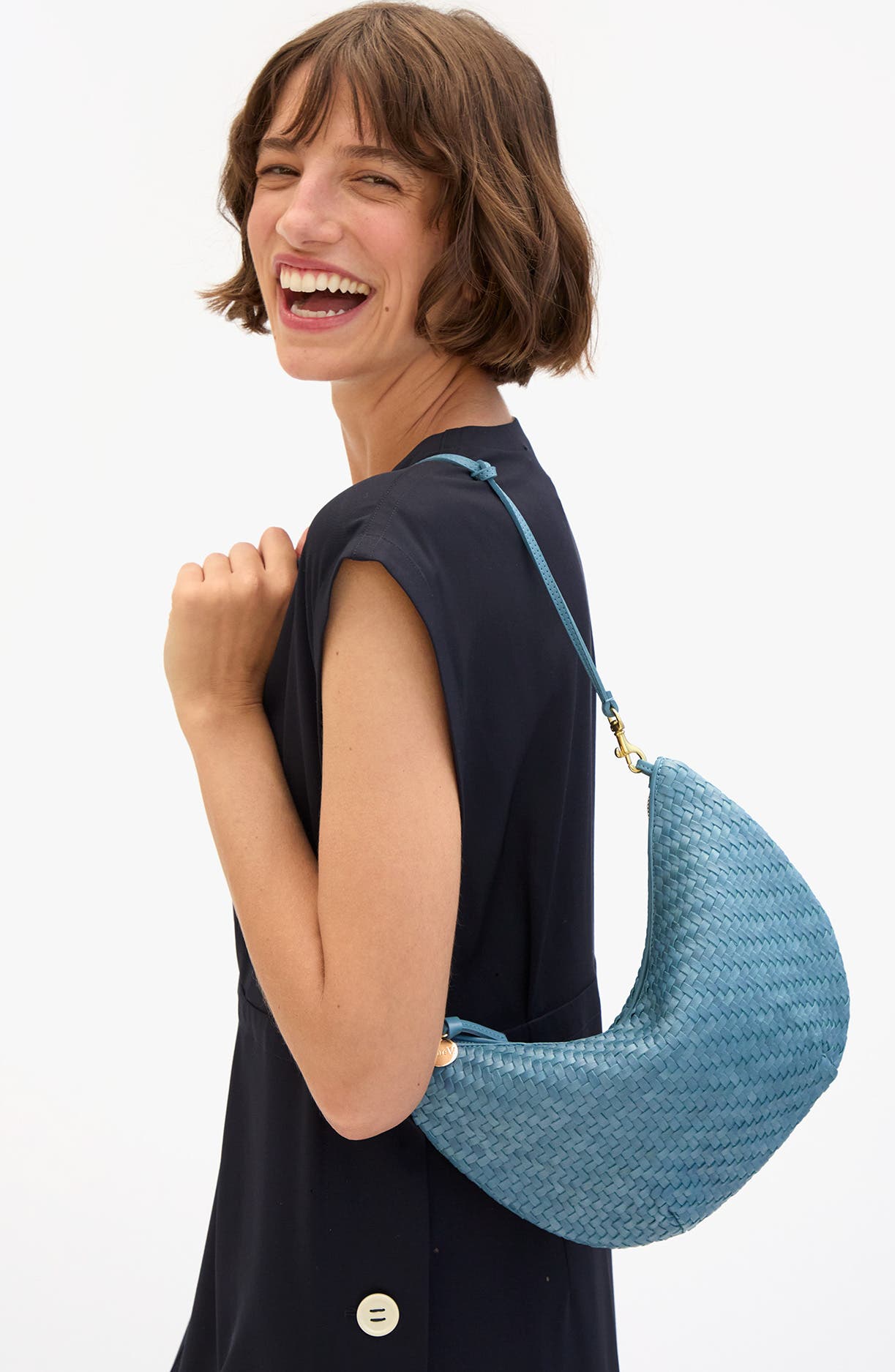 Lune Woven Zig Zag Leather Shoulder Bag, Alternate, color, DUSTY BLUE