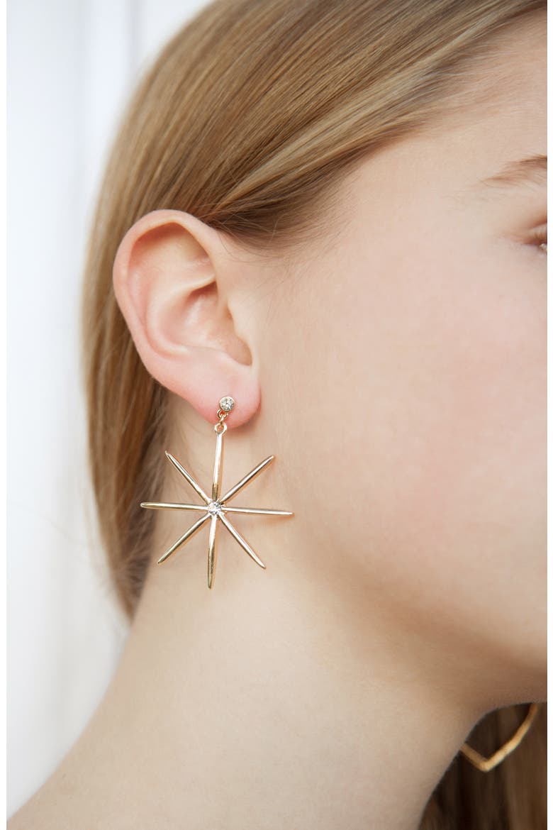 Starburst Earrings, Alternate, color, GOLD