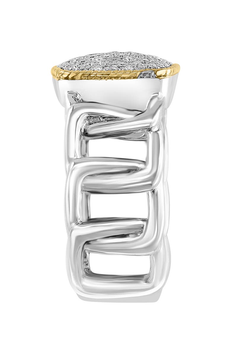 EFFY Two-Tone Pavé Diamond Cushion Ring, Alternate, color,