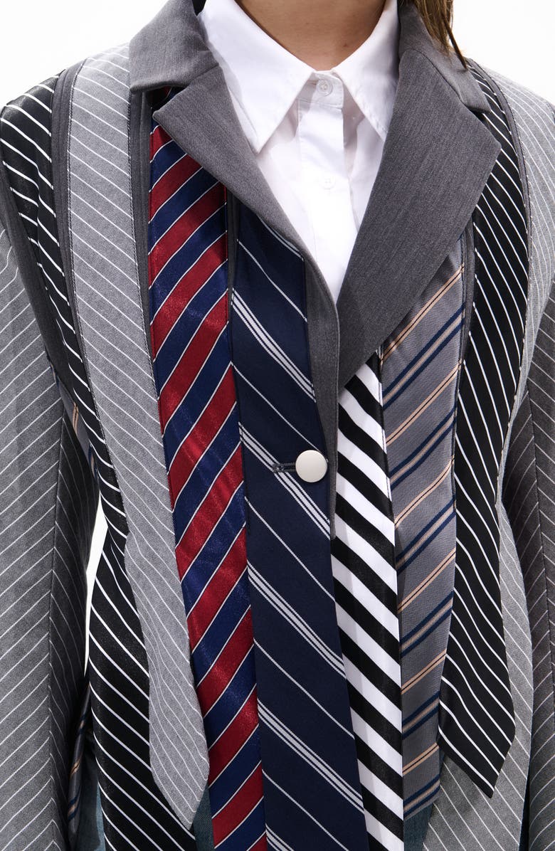 AZALEA WANG Satin Tie Blazer, Alternate, color,