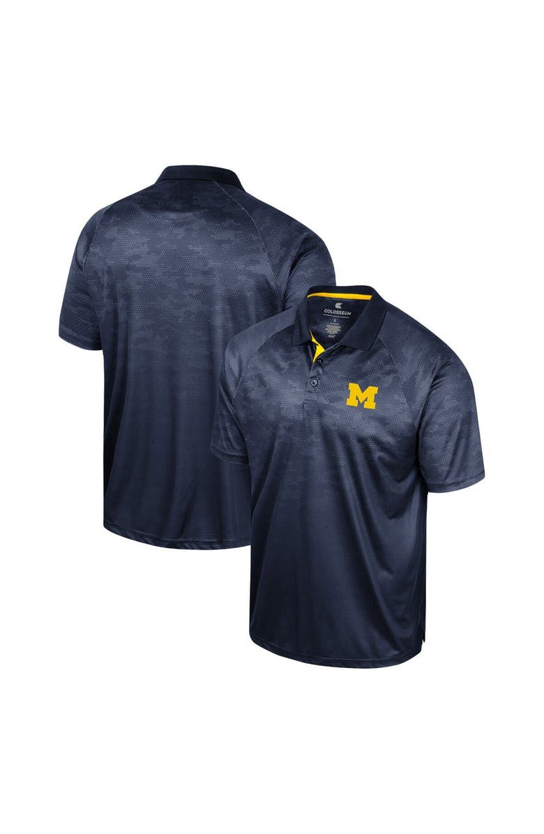 COLOSSEUM Men's Colosseum Navy Michigan Wolverines Honeycomb Raglan Polo, Main, color,