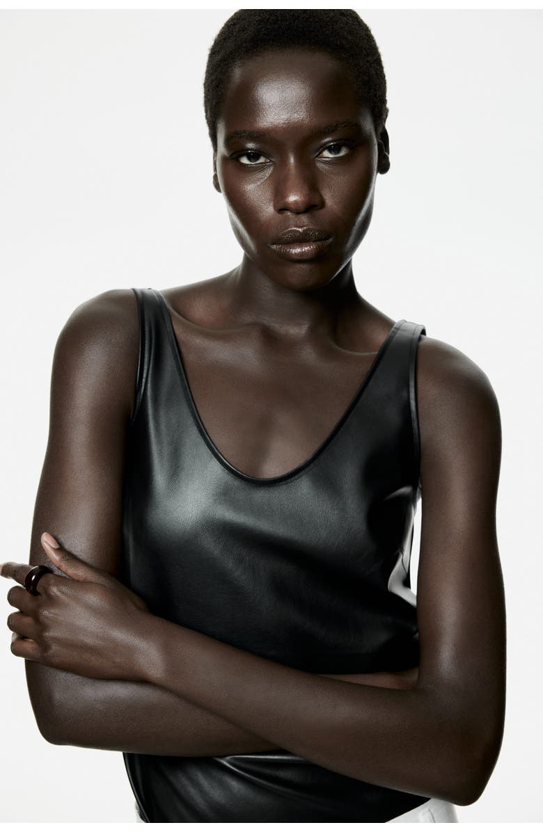 H&M Coated Vest Top, Alternate, color, Black