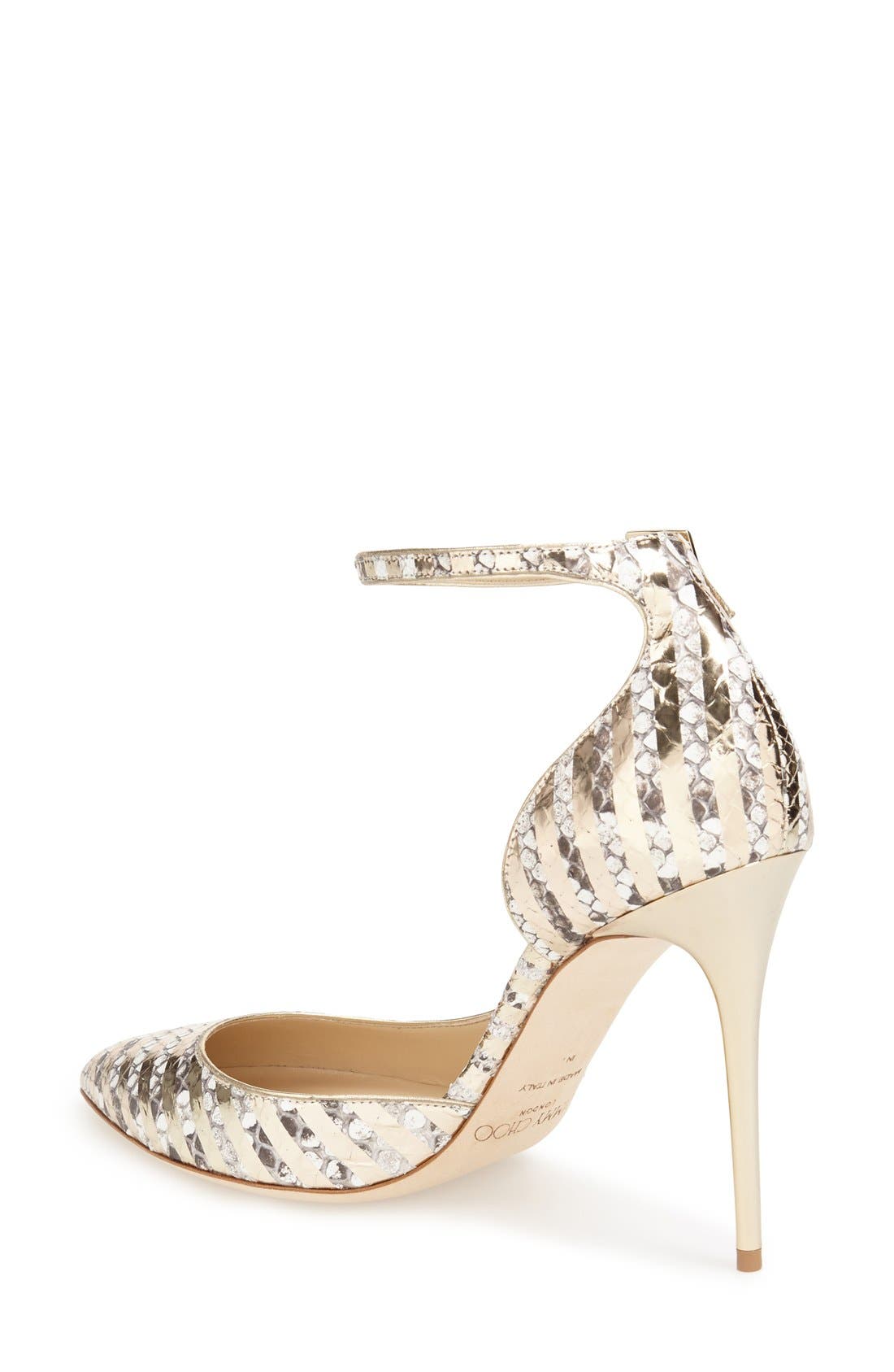 'Lucy' Genuine Python Ankle Strap Pump, Alternate, color, METALLIC GOLD