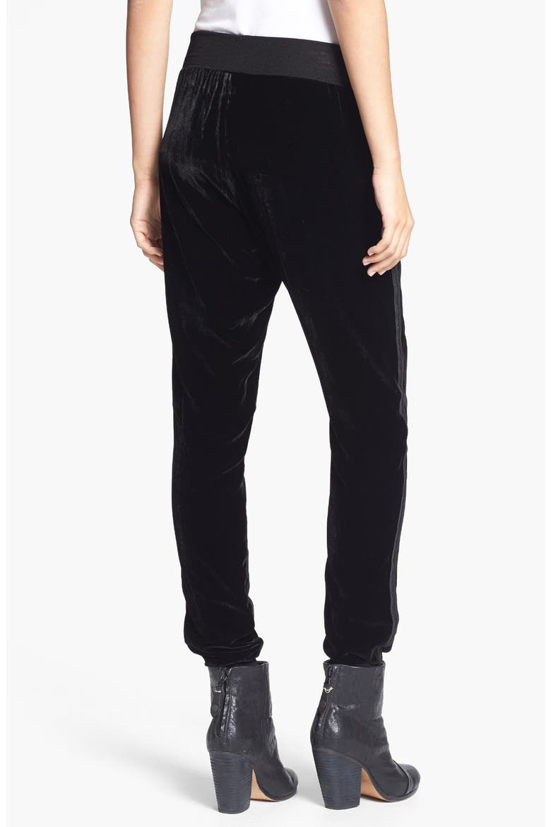 Velour Track Pants, Alternate, color, BLACK