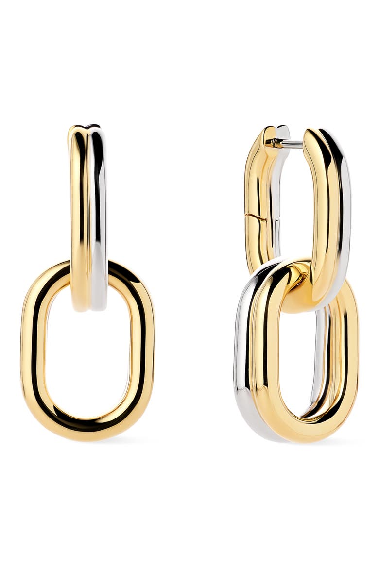 Ash Two-Tone Double Hoop Earrings, Main, color, GOLD / SILVER