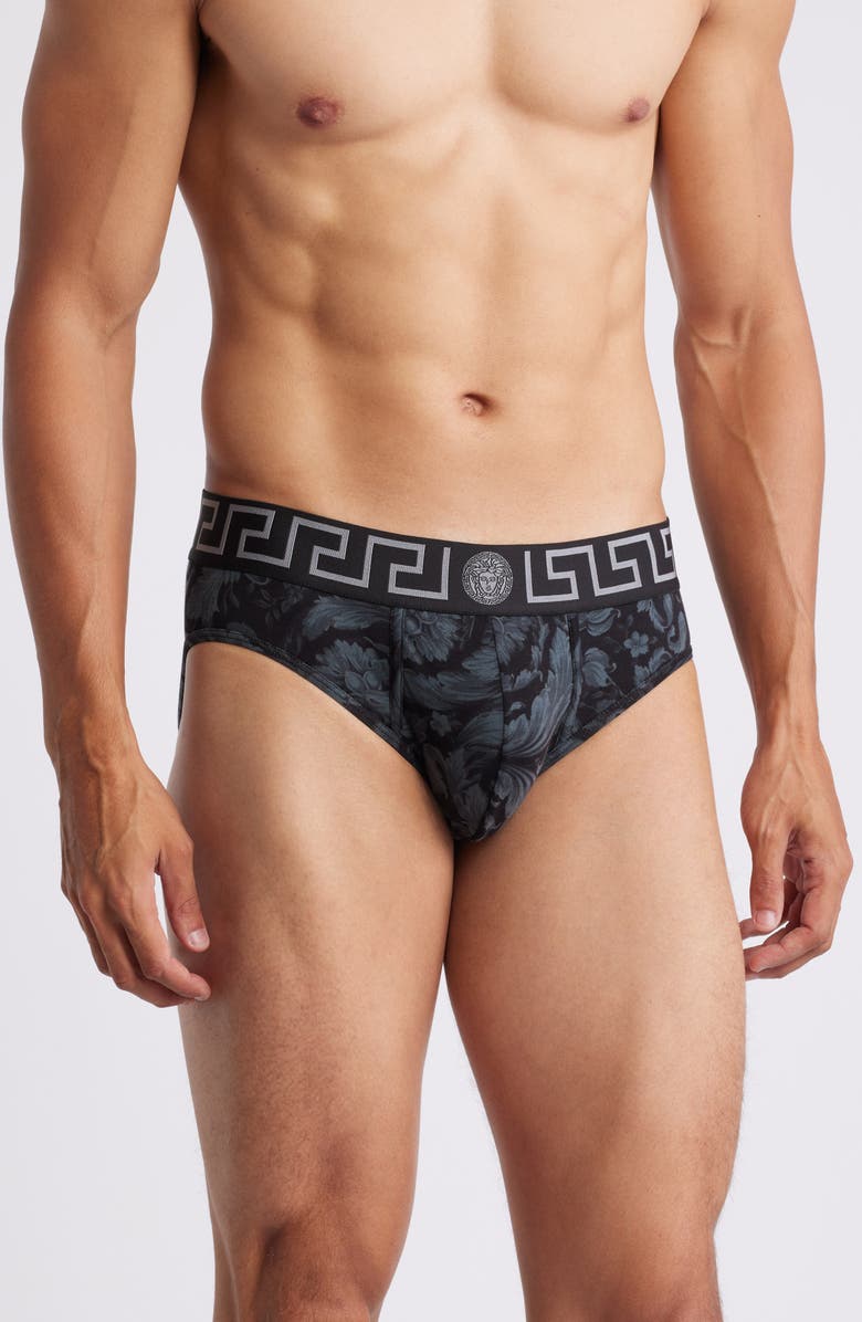 Versace Barocco Cotton Blend Briefs, Main, color, 