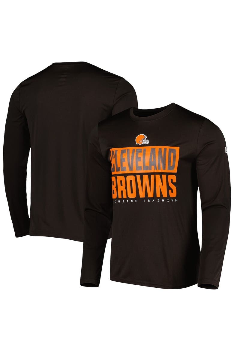 Men's New Era Brown Cleveland Browns Combine Authentic Offsides Long Sleeve T-Shirt, Main, color, Brown
