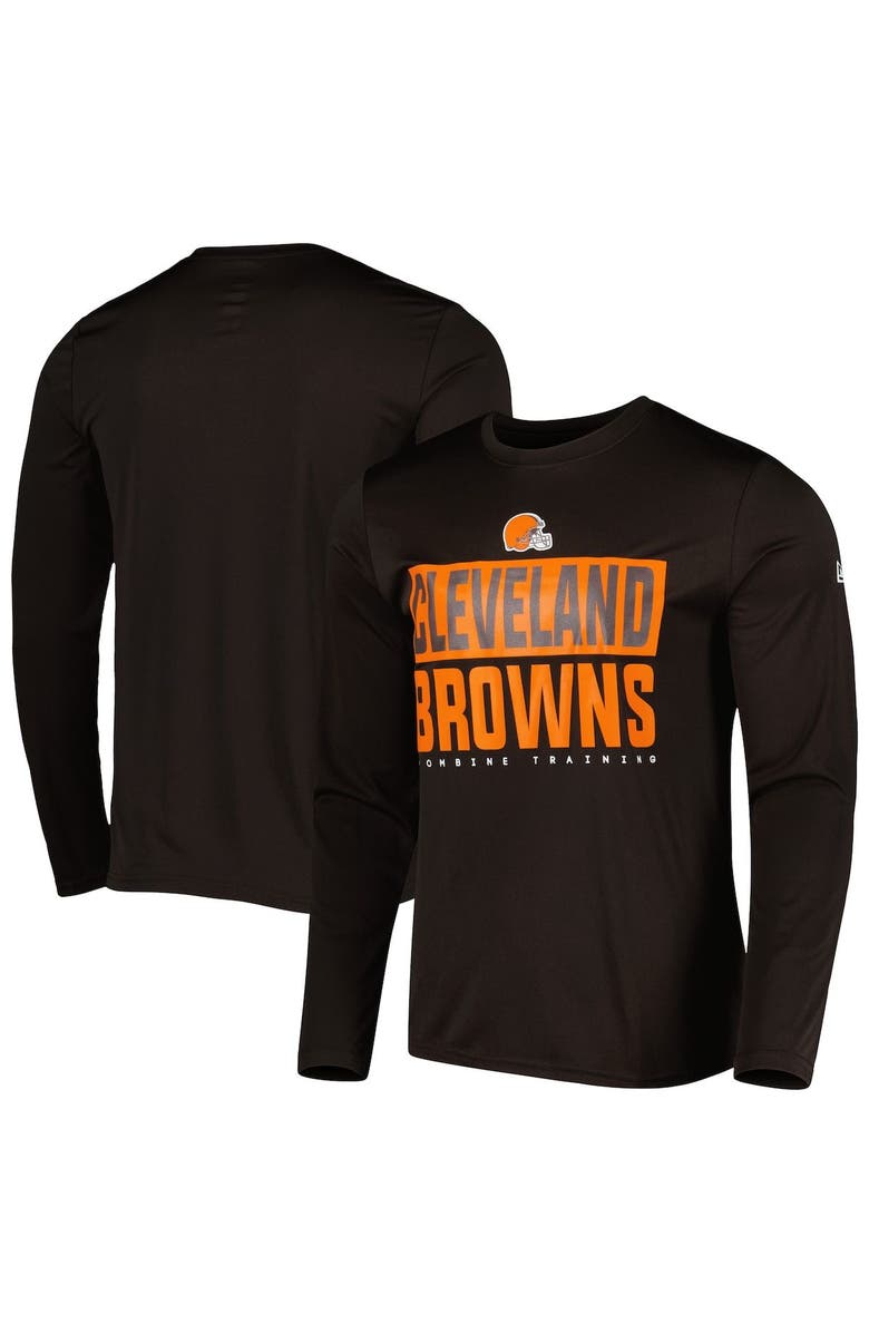 New Era Men's New Era Brown Cleveland Browns Combine Authentic Offsides Long Sleeve T-Shirt, Main, color, 