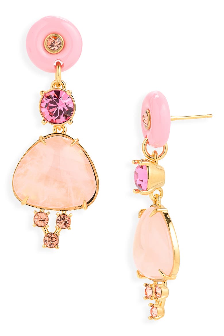 Cabochon & Crystal Drop Earrings, Main, color, LIGHT PINK