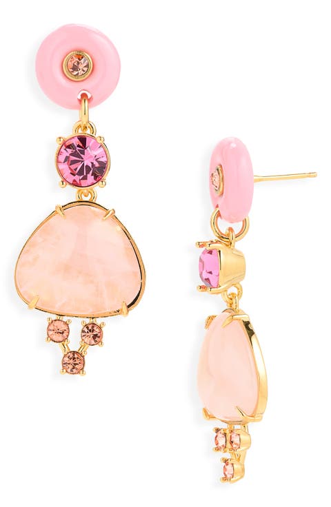 Cabochon & Crystal Drop Earrings
