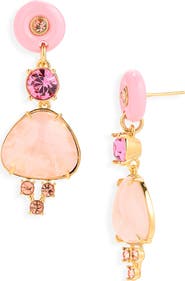 Oscar de la Renta Cabochon & Crystal Drop Earrings