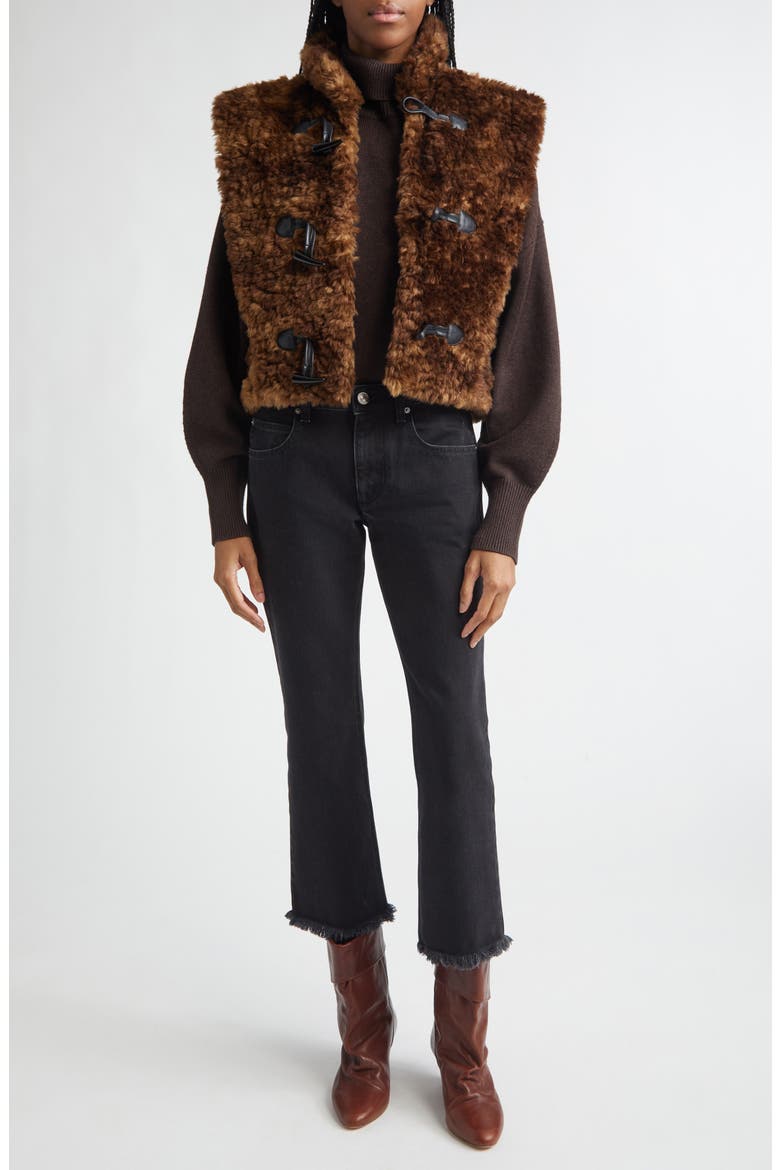 Jocya Faux Fur Vest, Alternate, color, BROWN