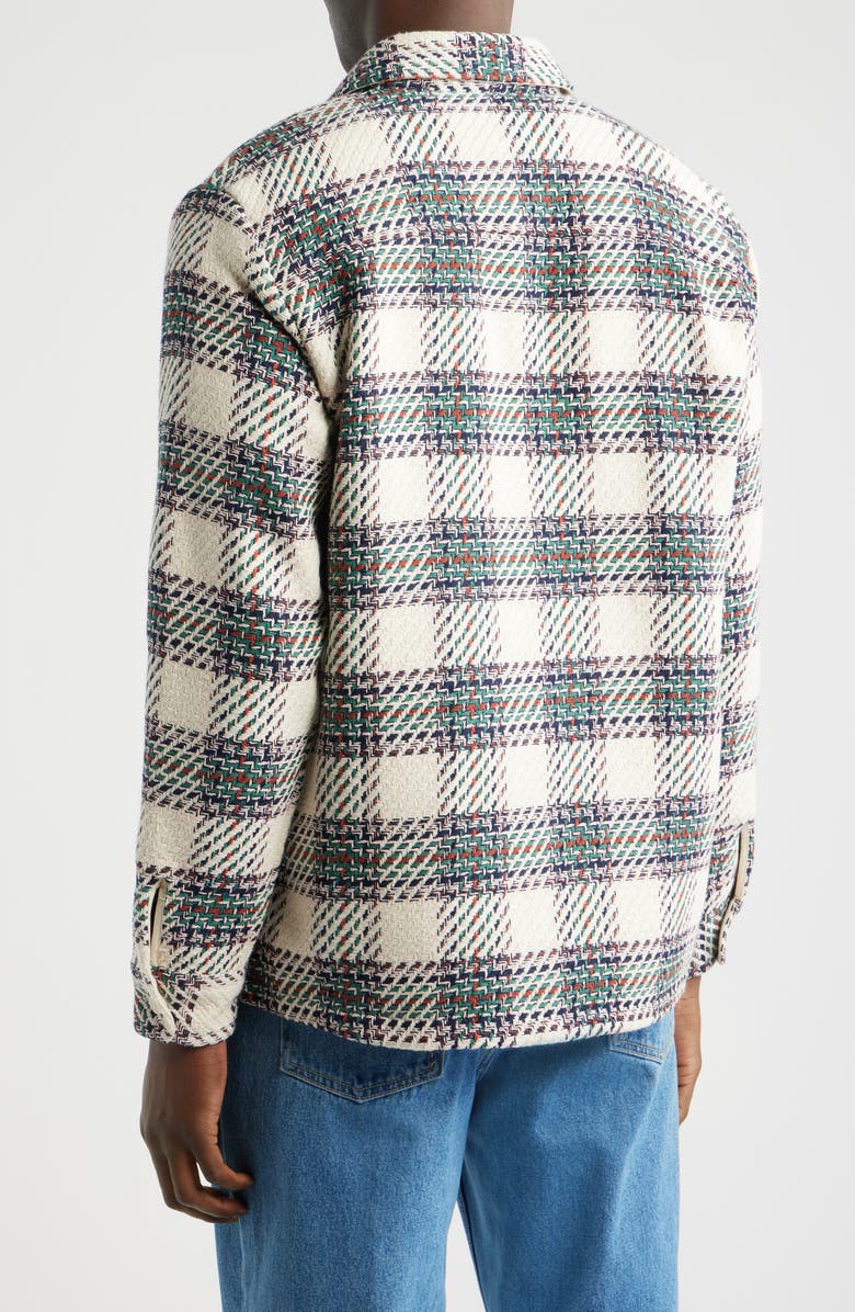 Wax London Whiting Plaid Overshirt, Alternate, color, Ecru / Green