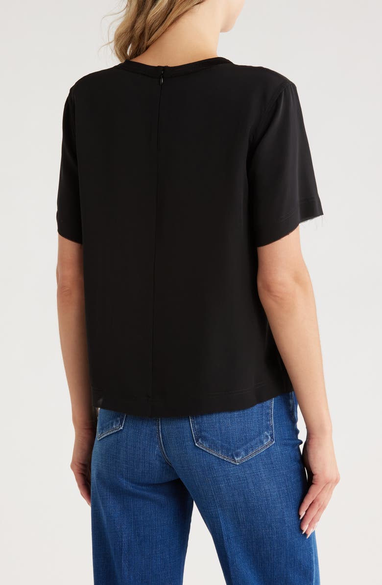 L'AGENCE Suzette Flutter Sleeve Silk Blend T-Shirt, Alternate, color, Black