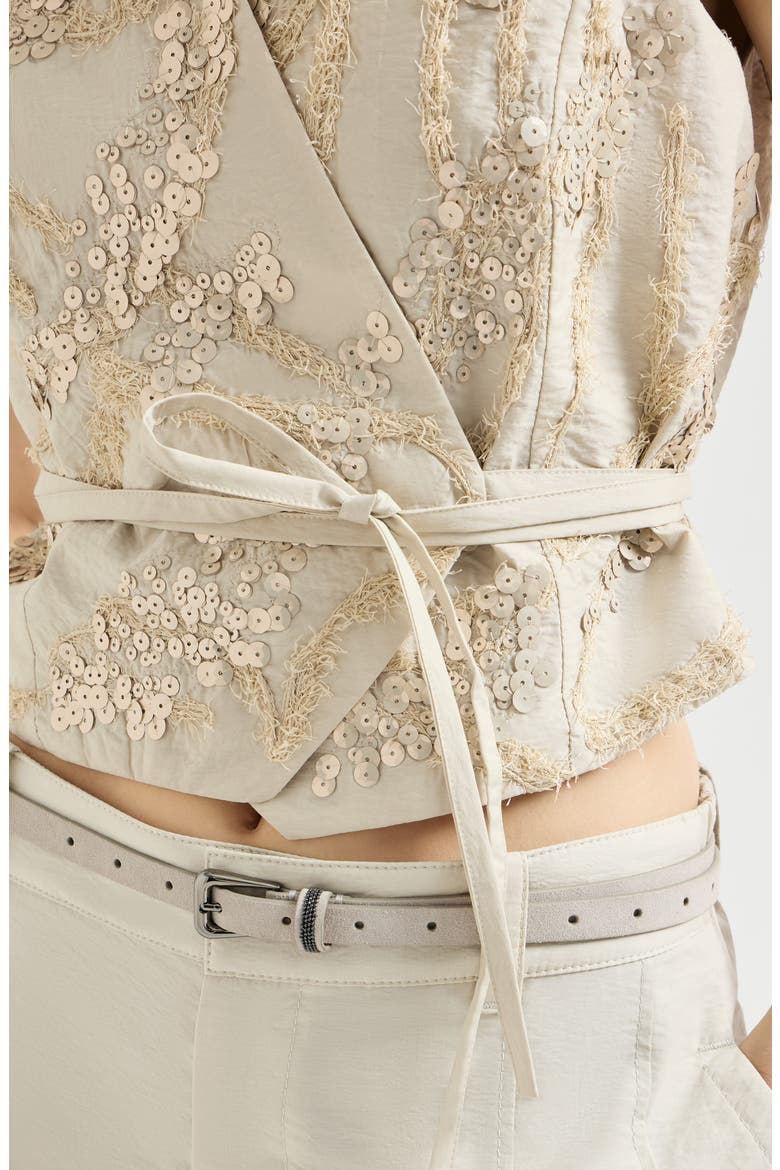 Vest with dazzling seabed embroidery, Alternate, color, Beige