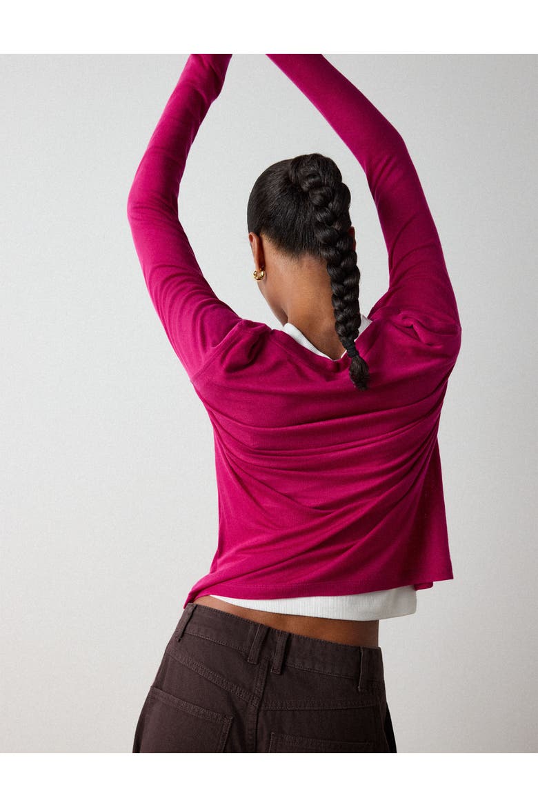 Wool Mix Jersey Crew Neck Top, Alternate, color, Pink