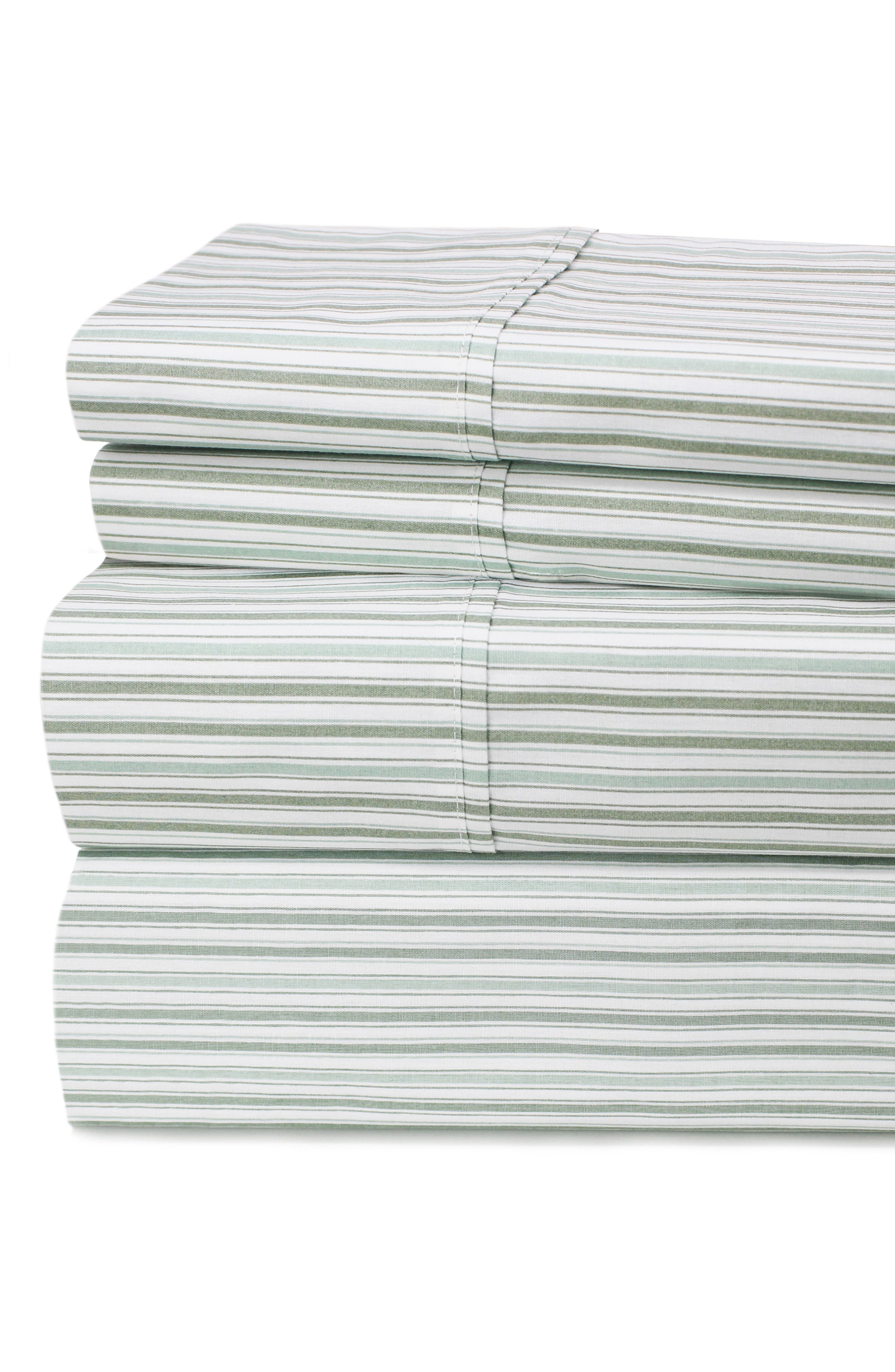 MELANGE HOME Percale Stripe 200 Thread Count Sheet Set