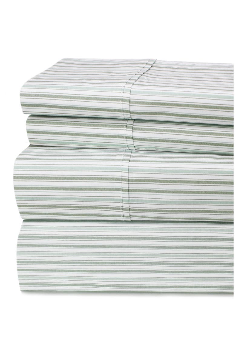 Percale Stripe 200 Thread Count Sheet Set, Main, color, GREEN