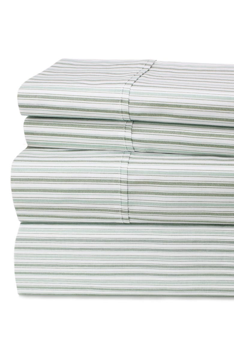 MELANGE HOME Percale Stripe 200 Thread Count Sheet Set, Main, color, 