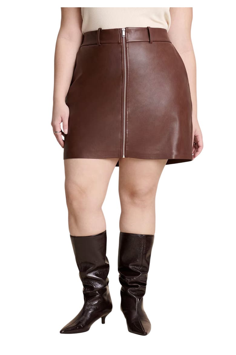 Faux Leather Mini Skirt, Main, color, CHOCOLATE FONDANT