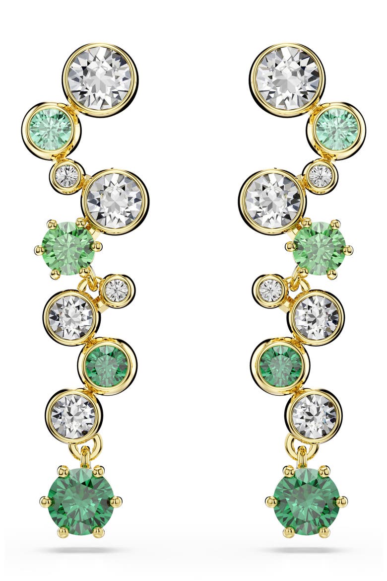 Constella Crystal & Zirconia Drop Earrings, Alternate, color, GOLD/ GREEN