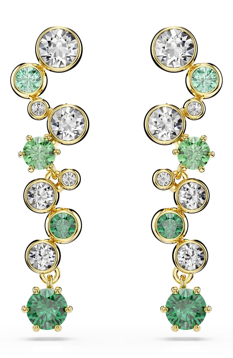 Swarovski Constella Crystal & Zirconia Drop Earrings, Alternate, color, Gold/ Green
