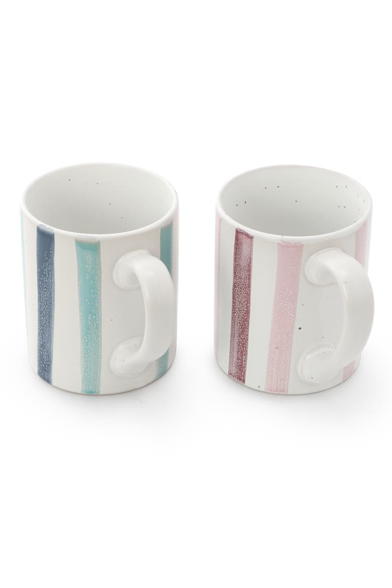4 Piece 17 Ounce Handpainted Stoneware Mug Set, Alternate, color, White
