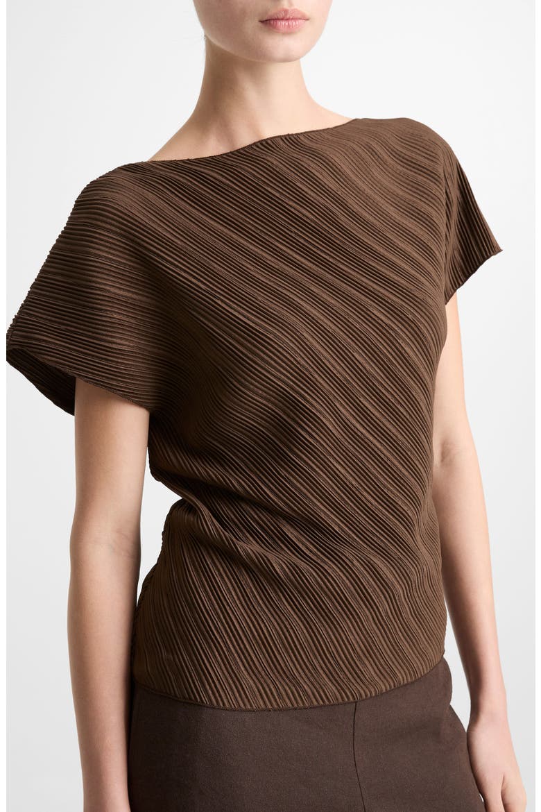 Diagonal Pleat Satin Top, Alternate, color, CLOVE