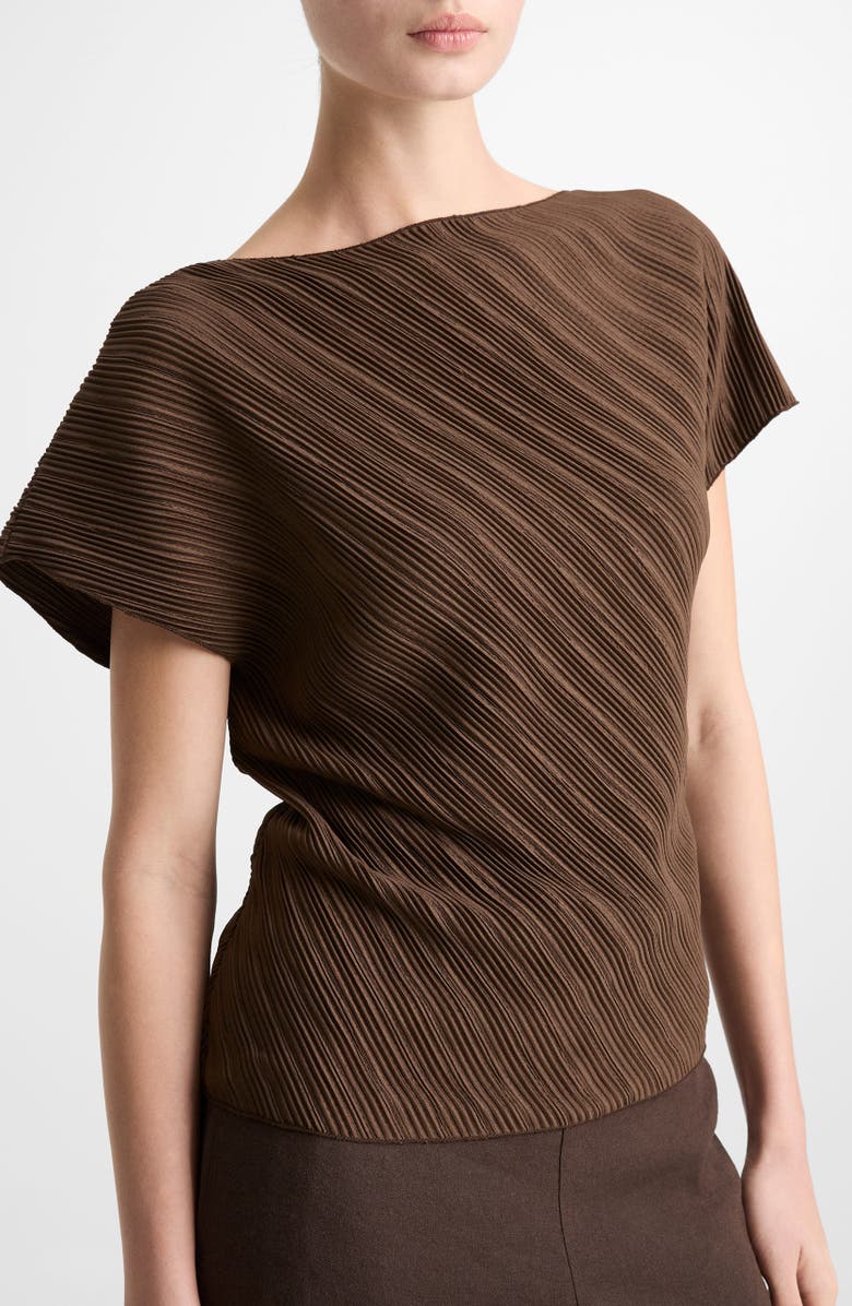 Vince Diagonal Pleat Satin Top, Alternate, color, Clove