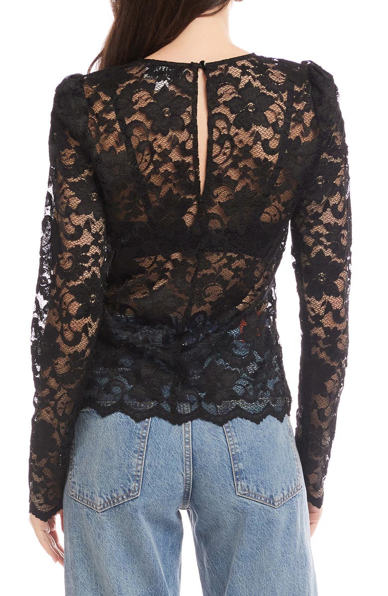 FIFTEEN TWENTY Maylani Sheer Stretch Lace Top, Alternate, color, Black