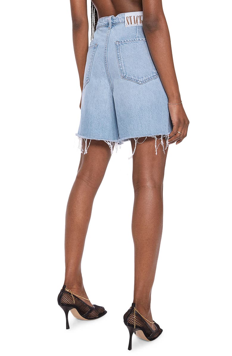 MOTHER SNACKS! Fun Dip Pleated High Waist Raw Hem Relaxed Shorts, Alternate, color,