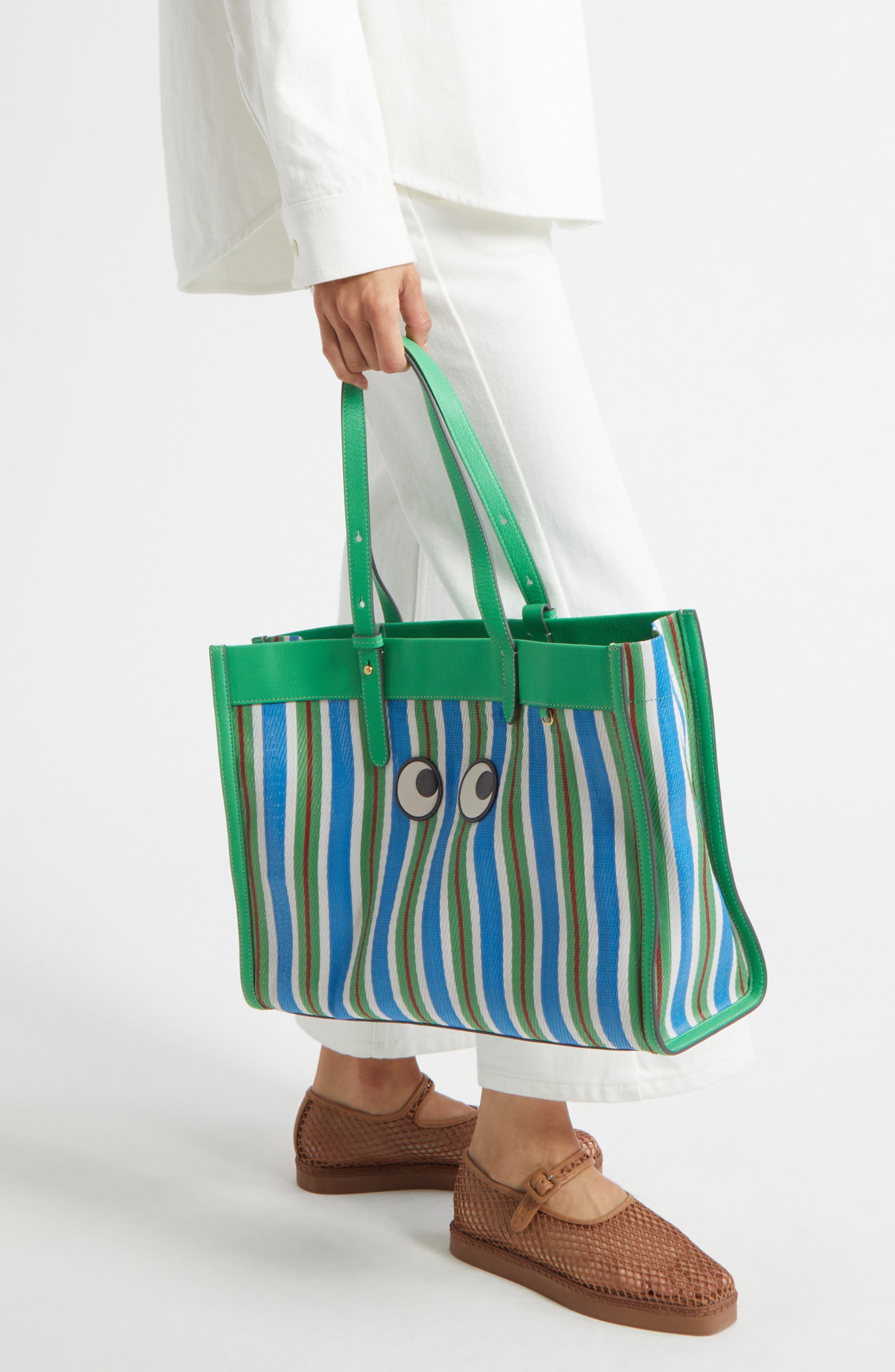 Anya Hindmarch Eyes Stripe Tote, Alternate, color, 
