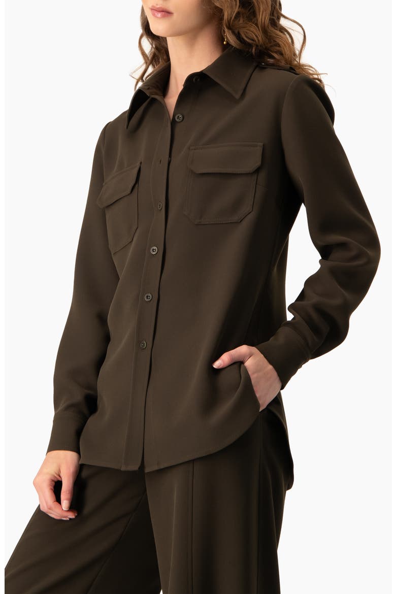 Structured Military Inspired Shirt Jacket, Alternate, color, Brown