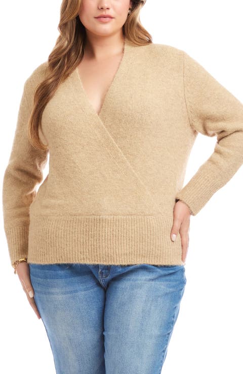 Surplice V-Neck Sweater (Plus)