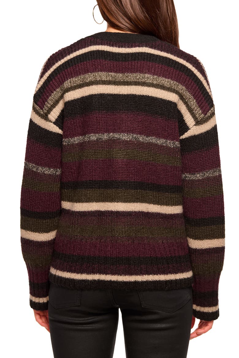 Caroline Stripe Cardigan, Alternate, color, DEEP OLIVE STRIPE