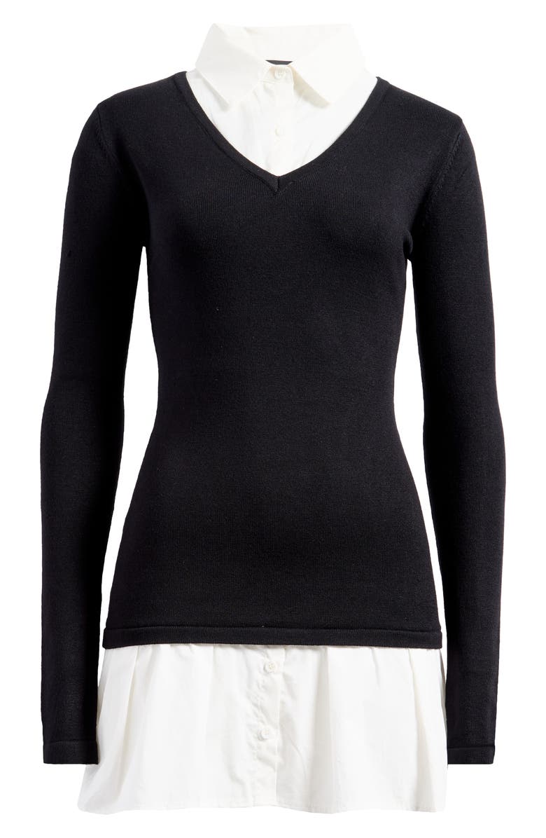 LIONESS Femme Poplin Contrast Long Sleeve Minidress, Alternate, color,