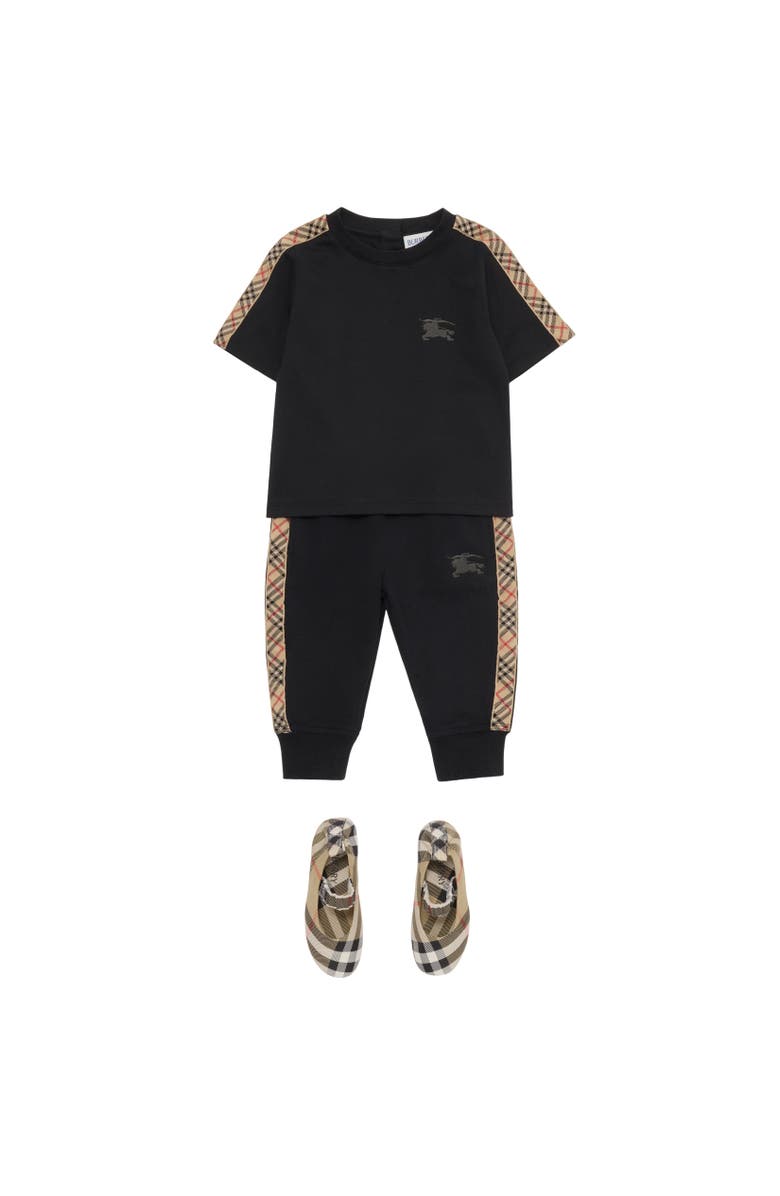 Burberry Check Trim Cotton T-shirt, Alternate, color, Black