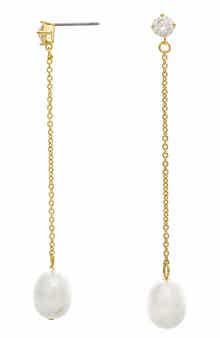 RIVKA FRIEDMAN 18K Gold Plated CZ & Pearl Drop Earrings