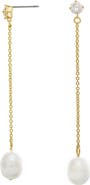 RIVKA FRIEDMAN 18K Gold Plated CZ & Pearl Drop Earrings