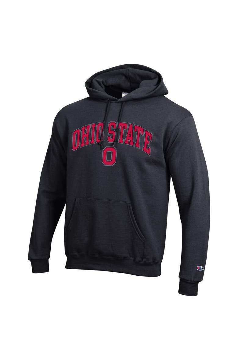 Men's Champion  Black Ohio State Buckeyes Arched Logo Fleece Pullover Hoodie, Alternate, color, Black
