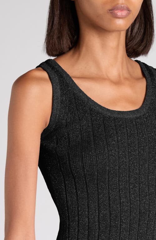 Tom Ford Metallic Rib Midi Sweater Dress In Black