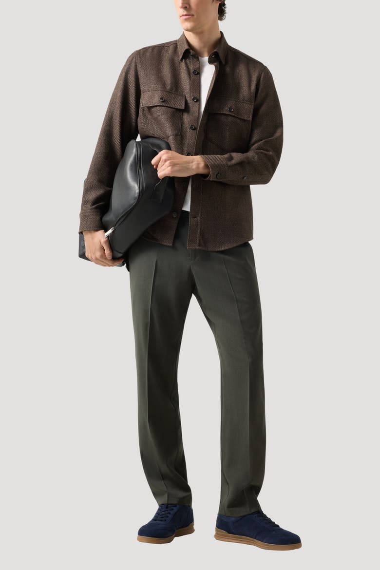 Virgin Wool-Linen Mix Shirt Heiko, Alternate, color, Dark brown