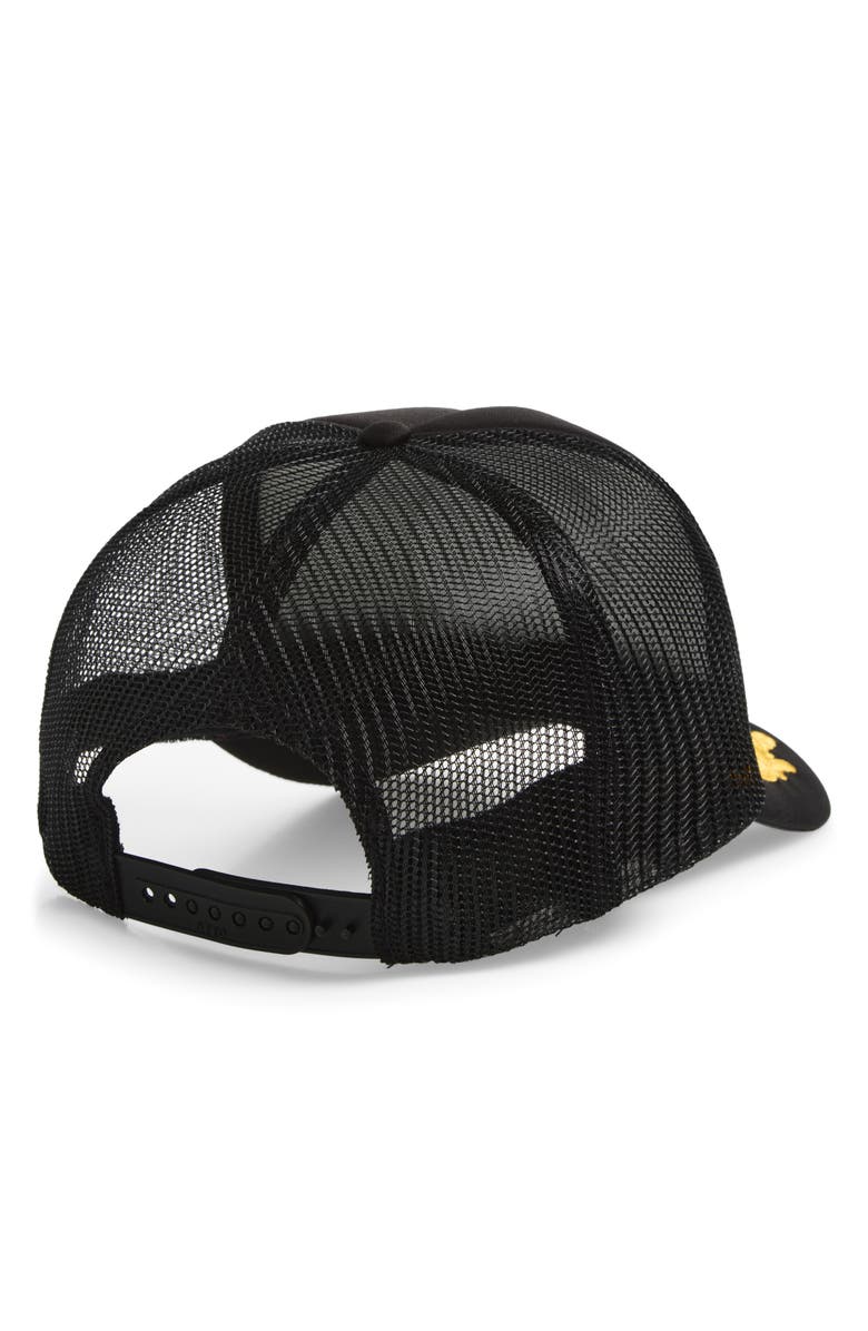 Local Beach Capt'n Smiley Patch Snapback Trucker Hat, Alternate, color, Black