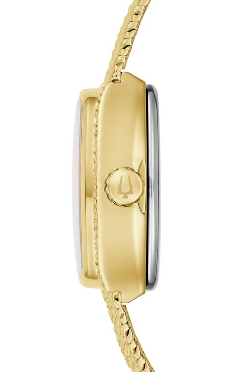 Bulova Goddess Of Time Malachite Mesh Strap Tonneau Watch, 17mm In Gold
