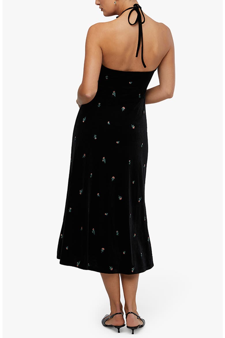 Floral Halter Velvet Midi Dress, Alternate, color, BLACK MULTI