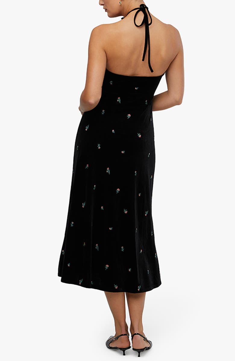 WeWoreWhat Floral Halter Velvet Midi Dress, Alternate, color, 