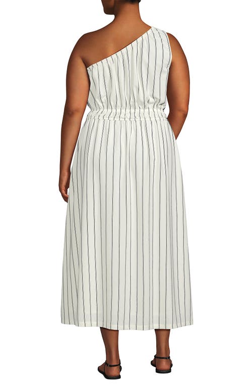 LANDS' END LANDS' END CREASELESS ONE SHOULDER MIDI DRESS