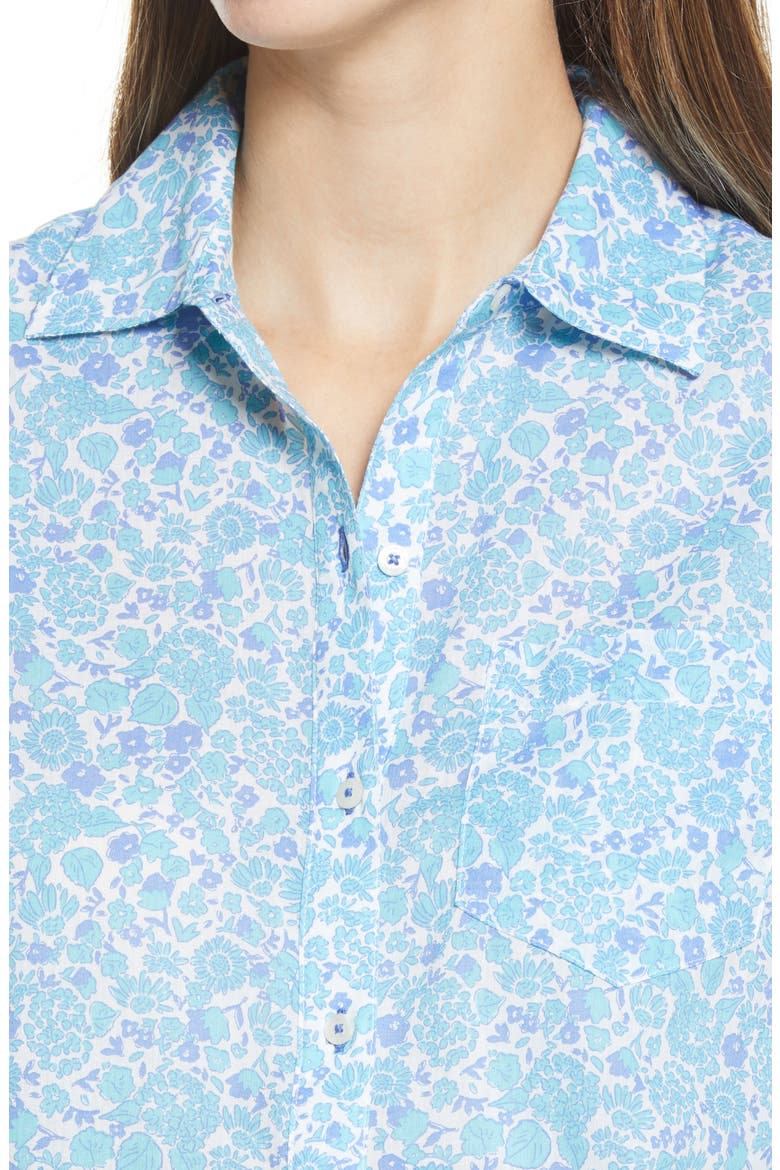 Among the Flowers Chilmark Button-Up Cotton Shirt, Alternate, color, AQUA HAZE