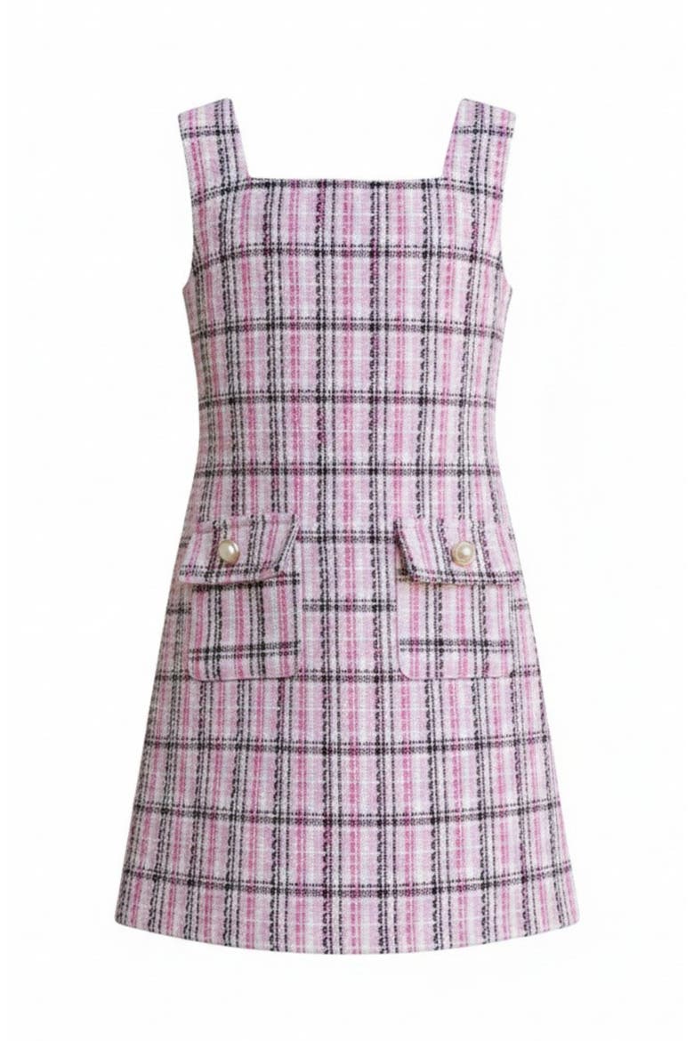 Pretty Prestige Tweed Shift Dress, Main, color, Pink