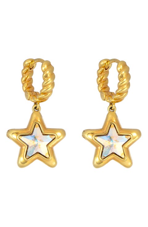 Starburst Locket Drop Huggie Hoop Earrings